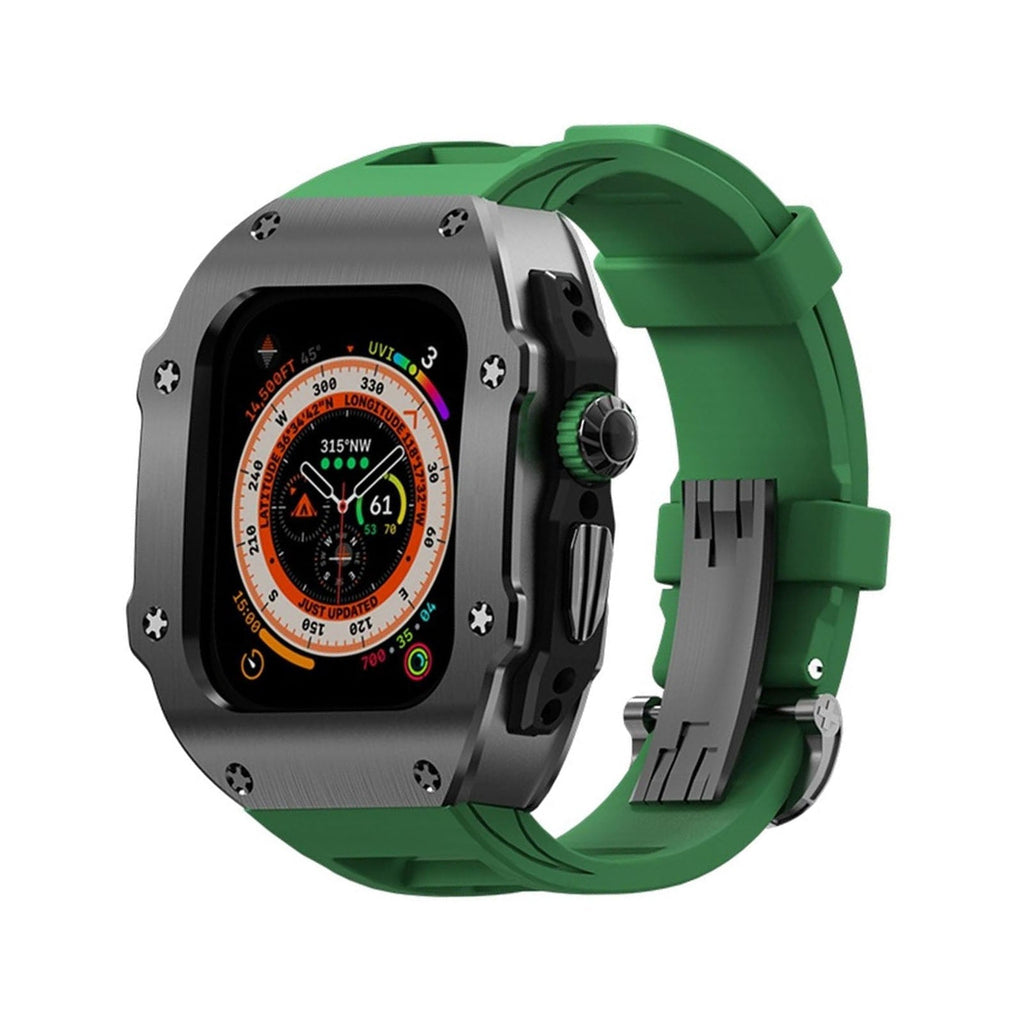 RM Vanguard-serien - Fluororubberrem Rustfrit stål urkasse til Apple Watch Ultra