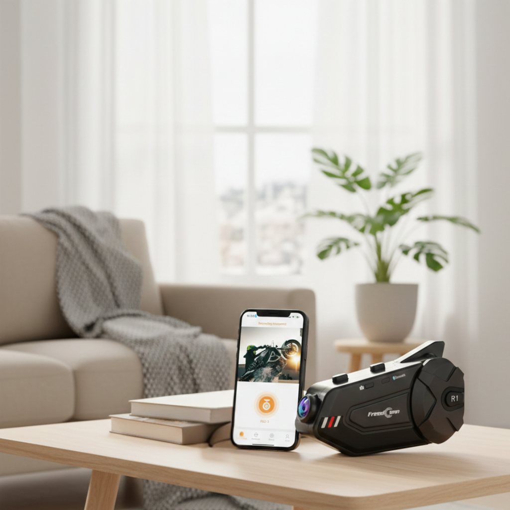 Interfono Bluetooth per Moto con Cuffie e Fotocamera 1080P