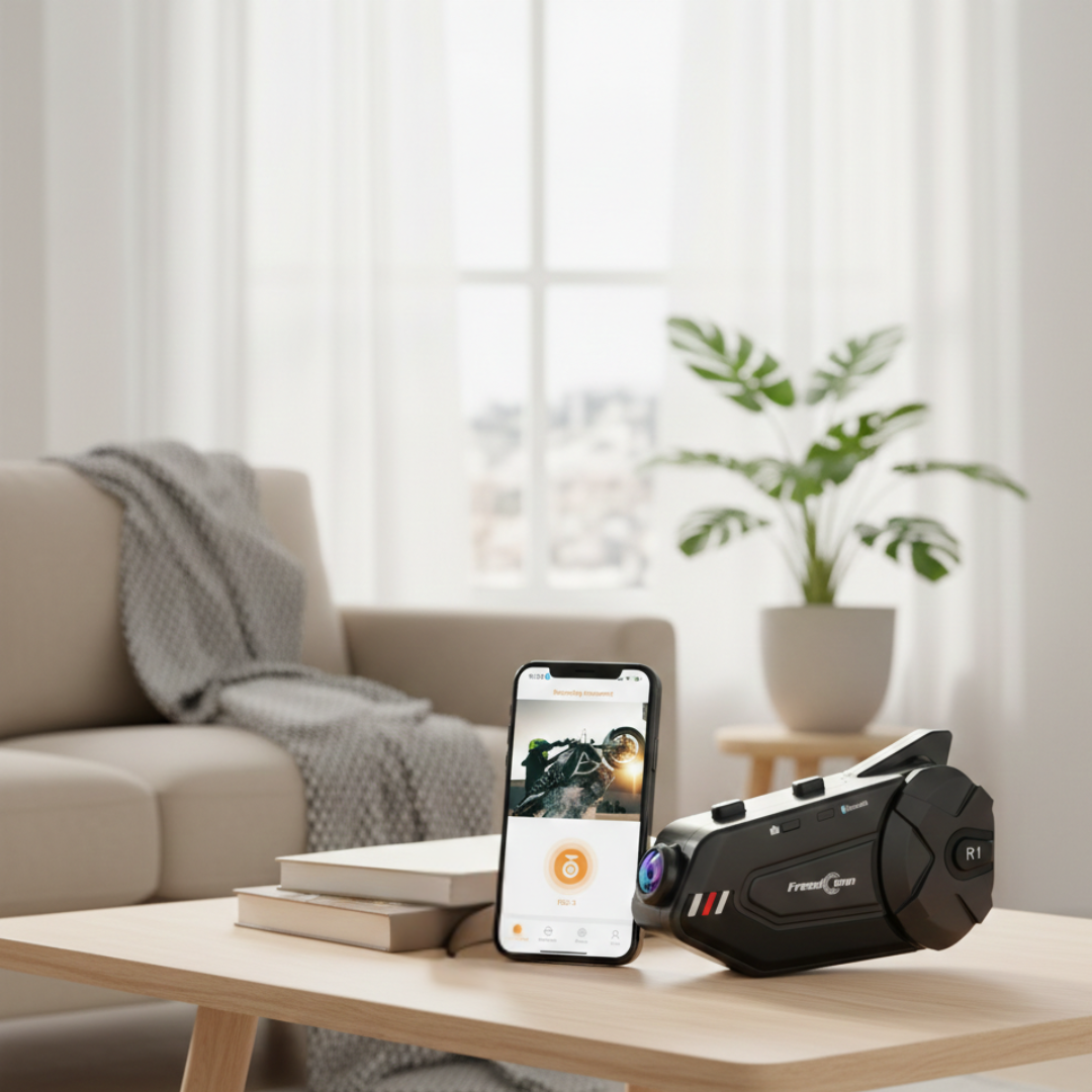 Interfono Bluetooth per Moto con Cuffie e Fotocamera 1080P