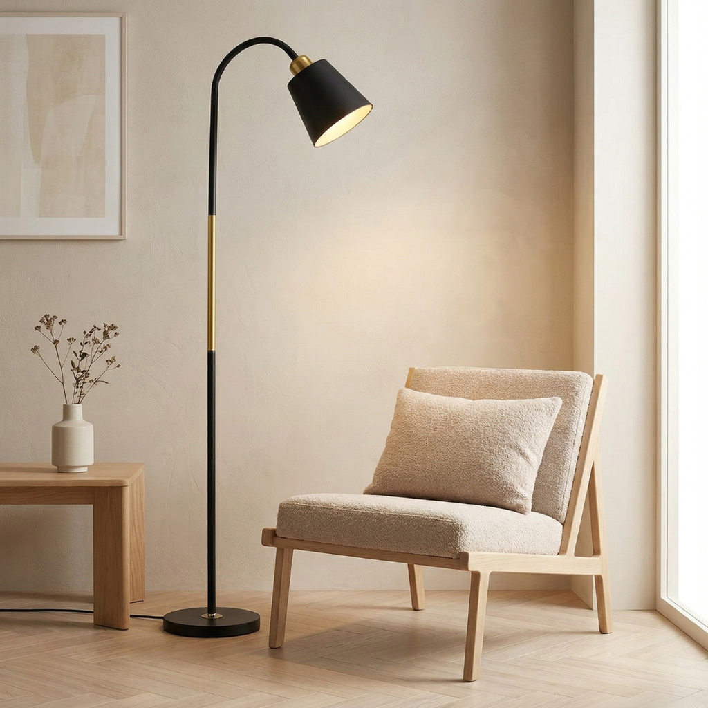 Modern Floor Lamp With Adjustable Head For Reading And Ambience
