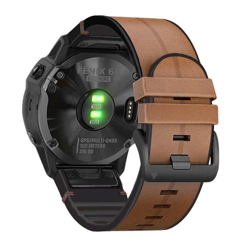 Silikon-Leder-Uhrenarmband für Garmin Fenix 8 7X 7 5X 5 6