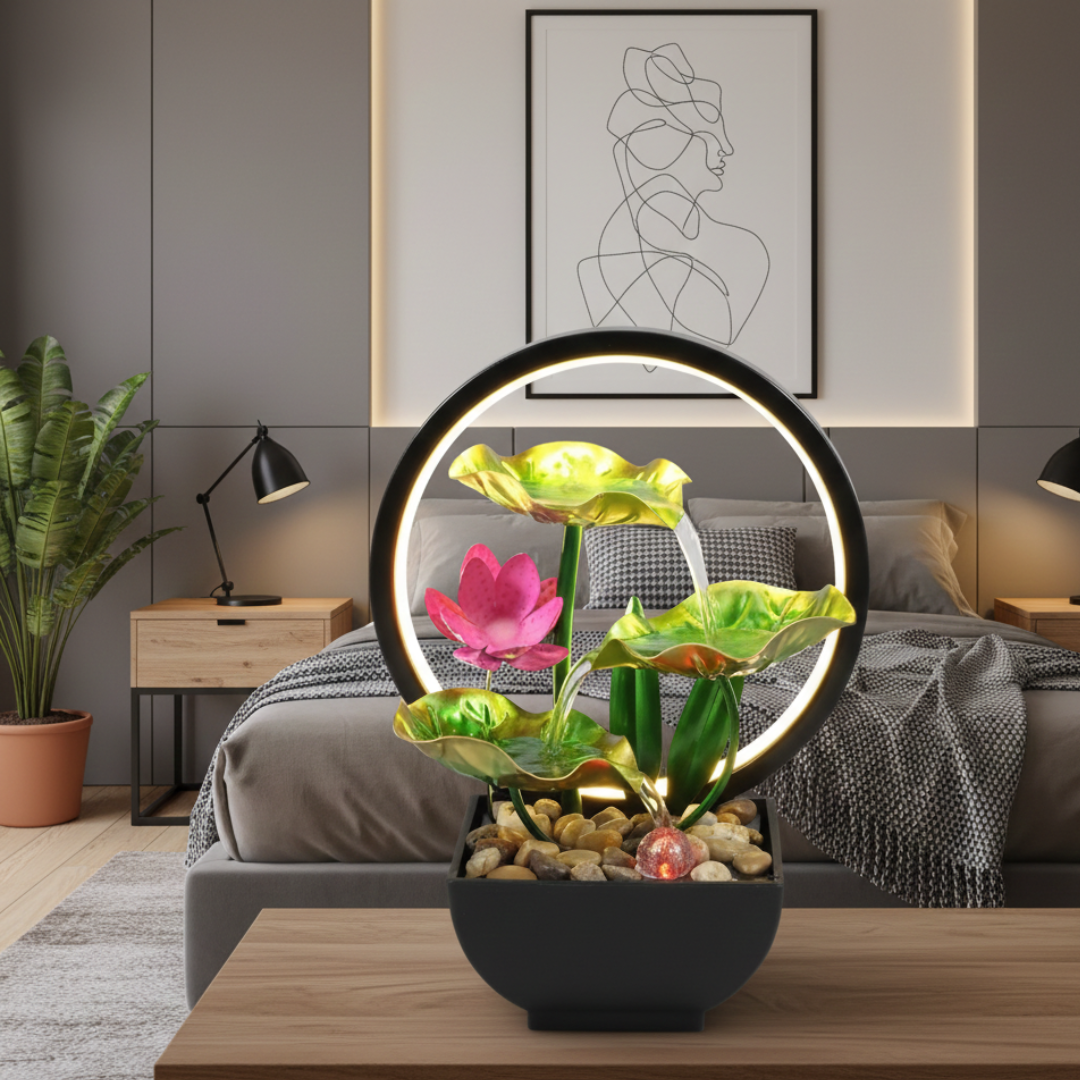 USB Powered LED Tabletop Fountain For Home Decor Ambient Light