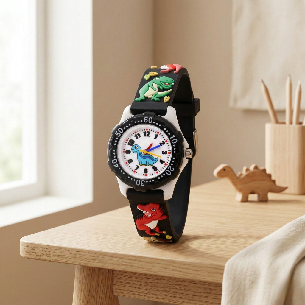 Dinosaur Themed Quartz Kids Wristwatch For Boys And Girls