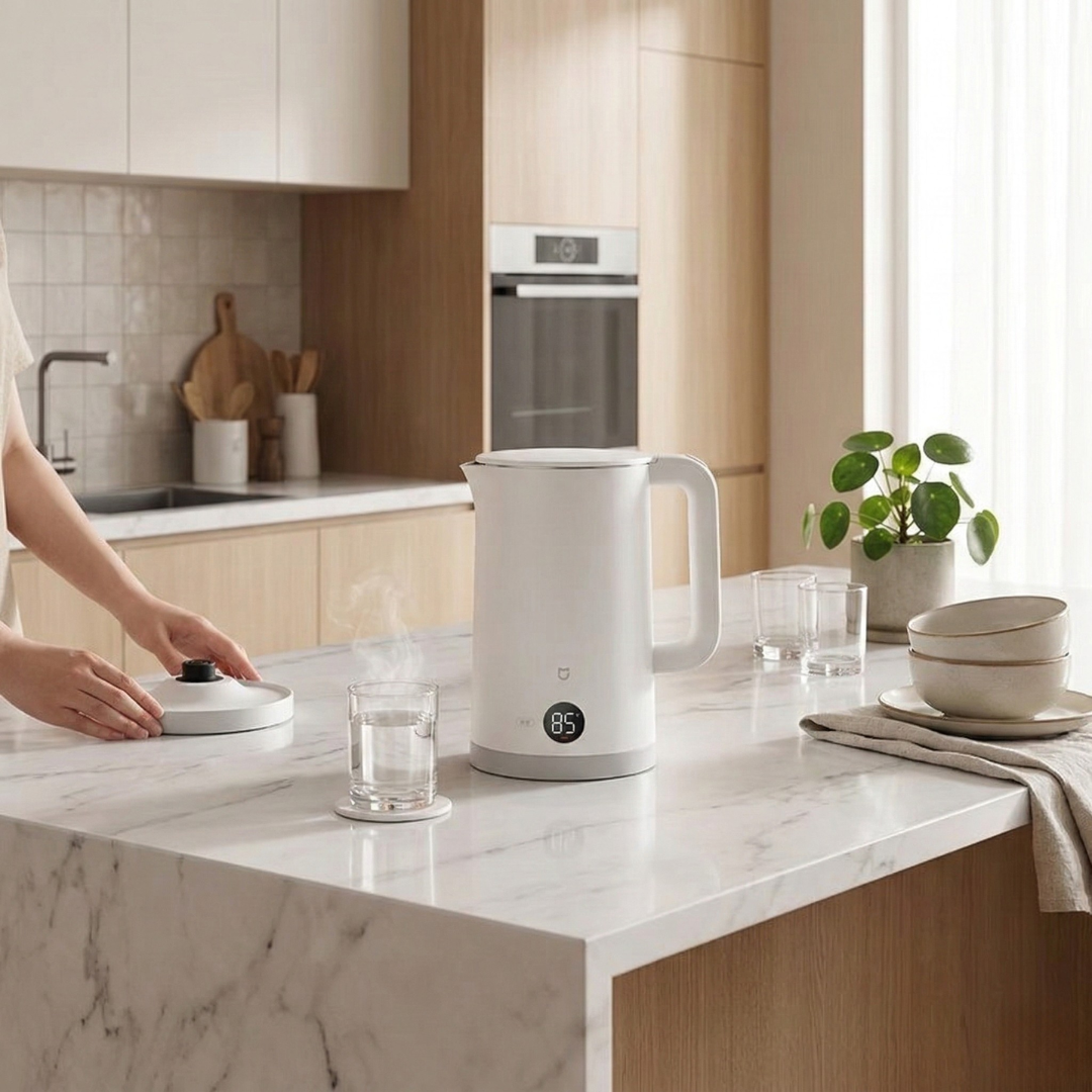 Robuster 1,7-L-Elektro-Wasserkocher im Edelstahl-Design