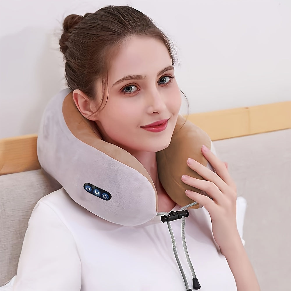 Nexcozy U Shaped Neck Pillow With Memory Foam And Gentle Vibration