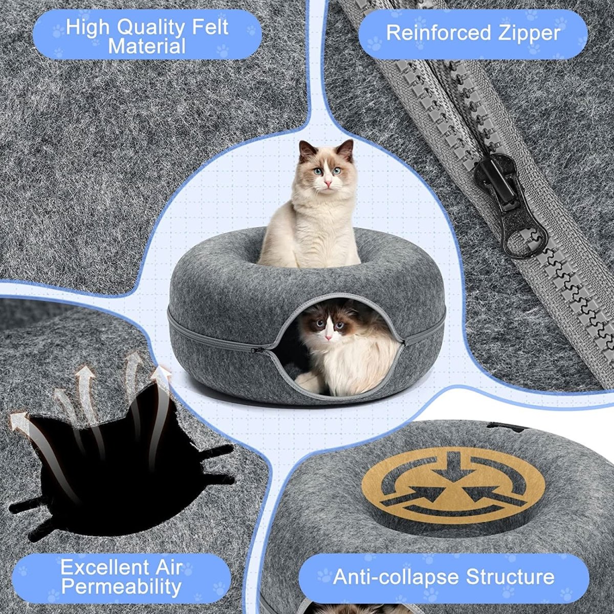 Tunnel Deluxe Whisker Haven per Gatti con Angolo Nanna Accogliente per Gatti da Interno