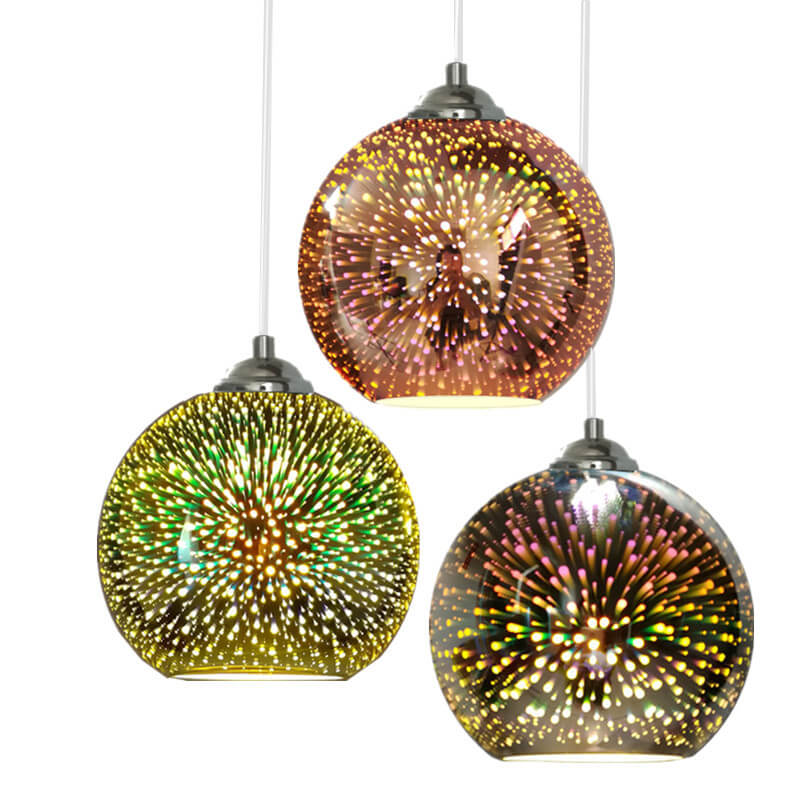 3D Glass Pendant Light - Magical Colorful Dome Lamp for Living Rooms