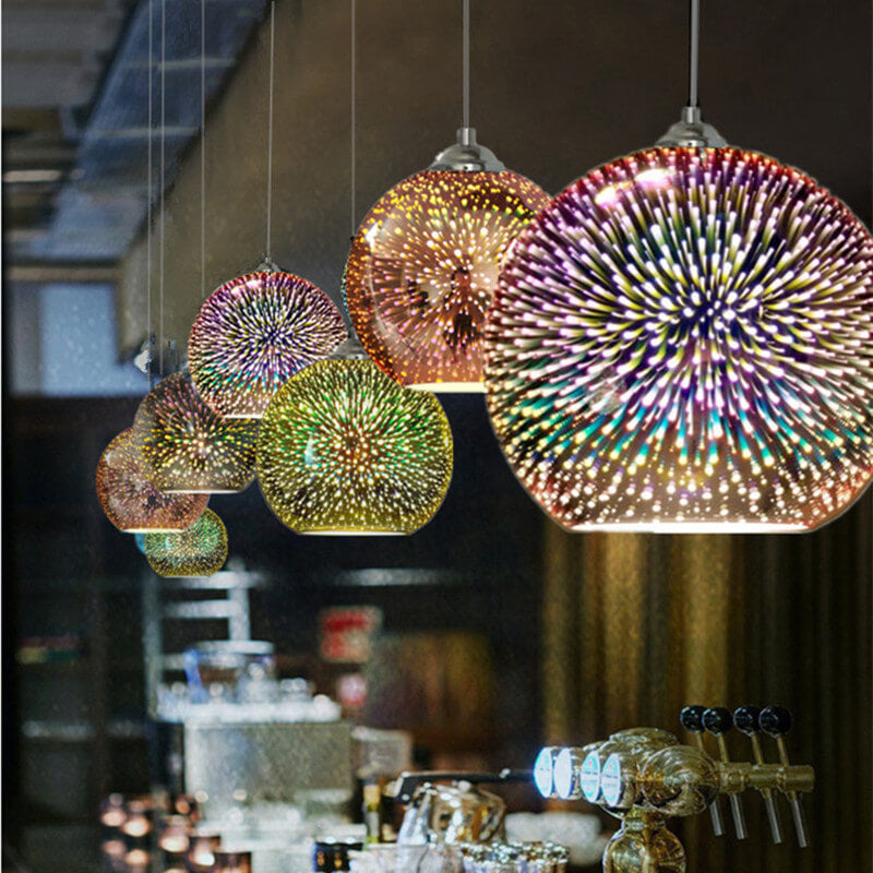 3D Glass Pendant Light - Magical Colorful Dome Lamp for Living Rooms