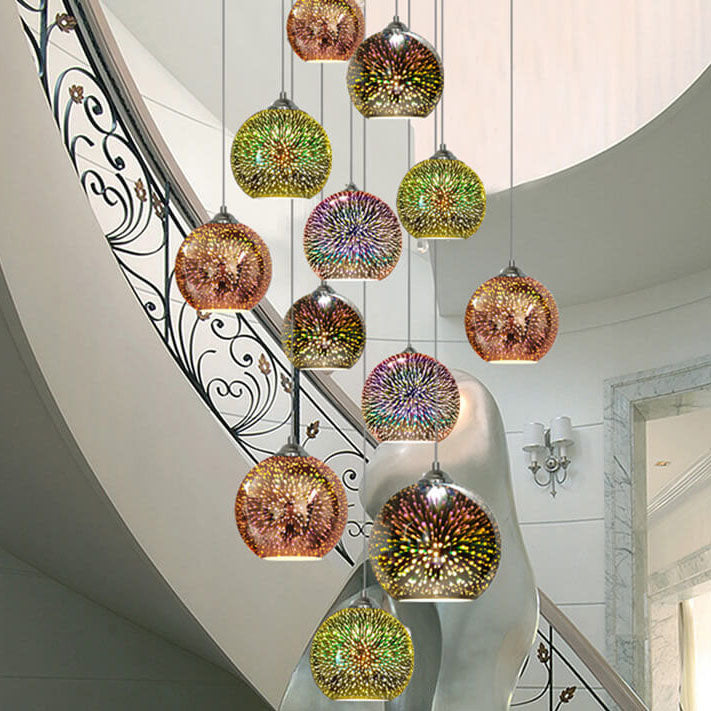 3D Glass Pendant Light - Magical Colorful Dome Lamp for Living Rooms