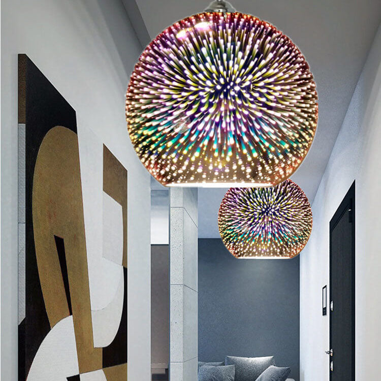 3D Glass Pendant Light - Magical Colorful Dome Lamp for Living Rooms