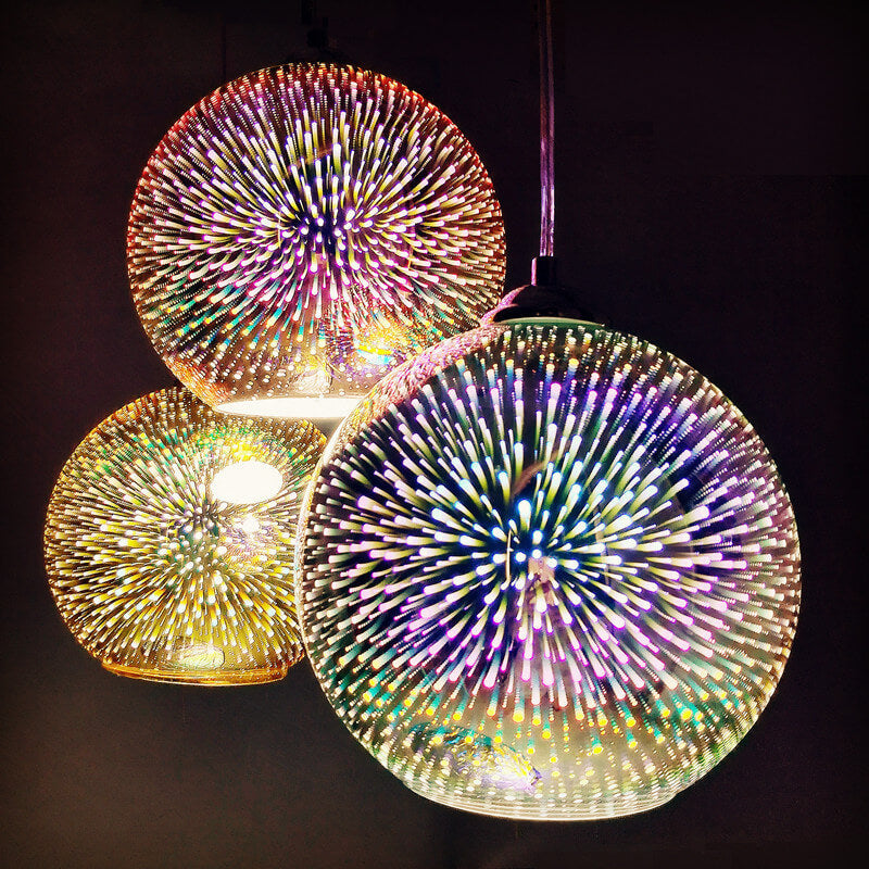 3D Glass Pendant Light - Magical Colorful Dome Lamp for Living Rooms