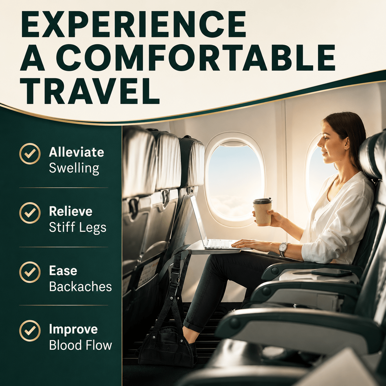 Travel Foot Hammock For Airplane Use On Long Flights