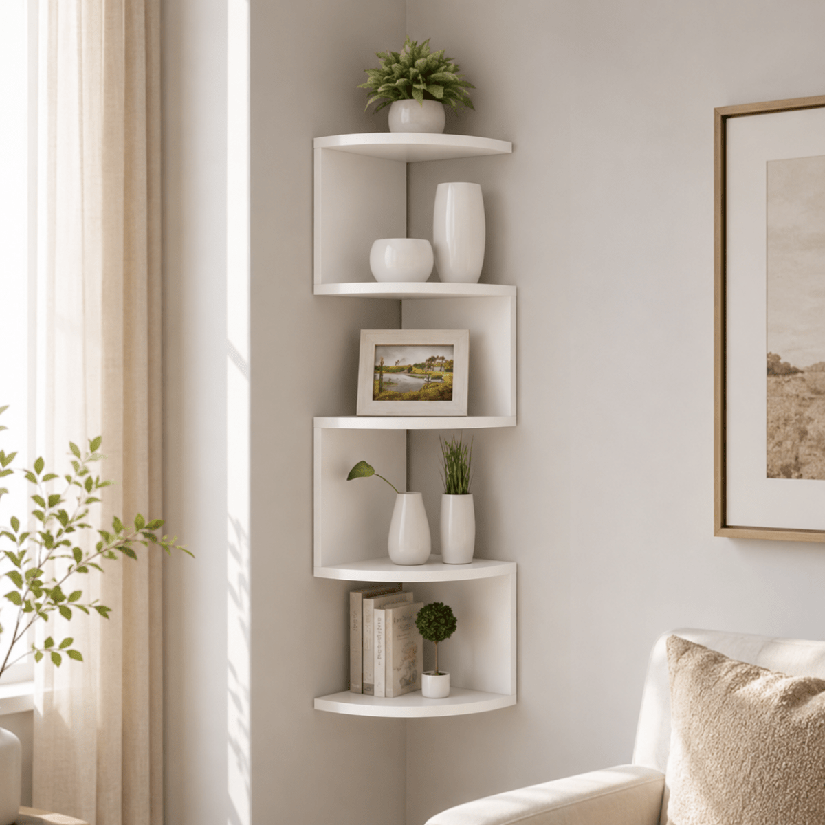 Floatiera Space Saving Corner Shelf For Wall Storage