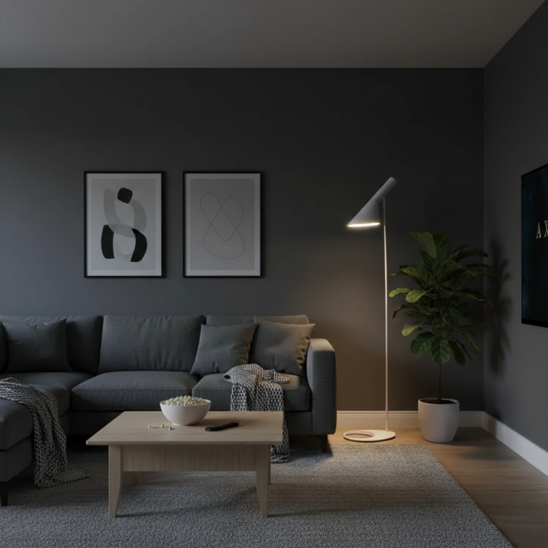 Severská minimalistická LED stojací lampa pro pohodlí očí a styl