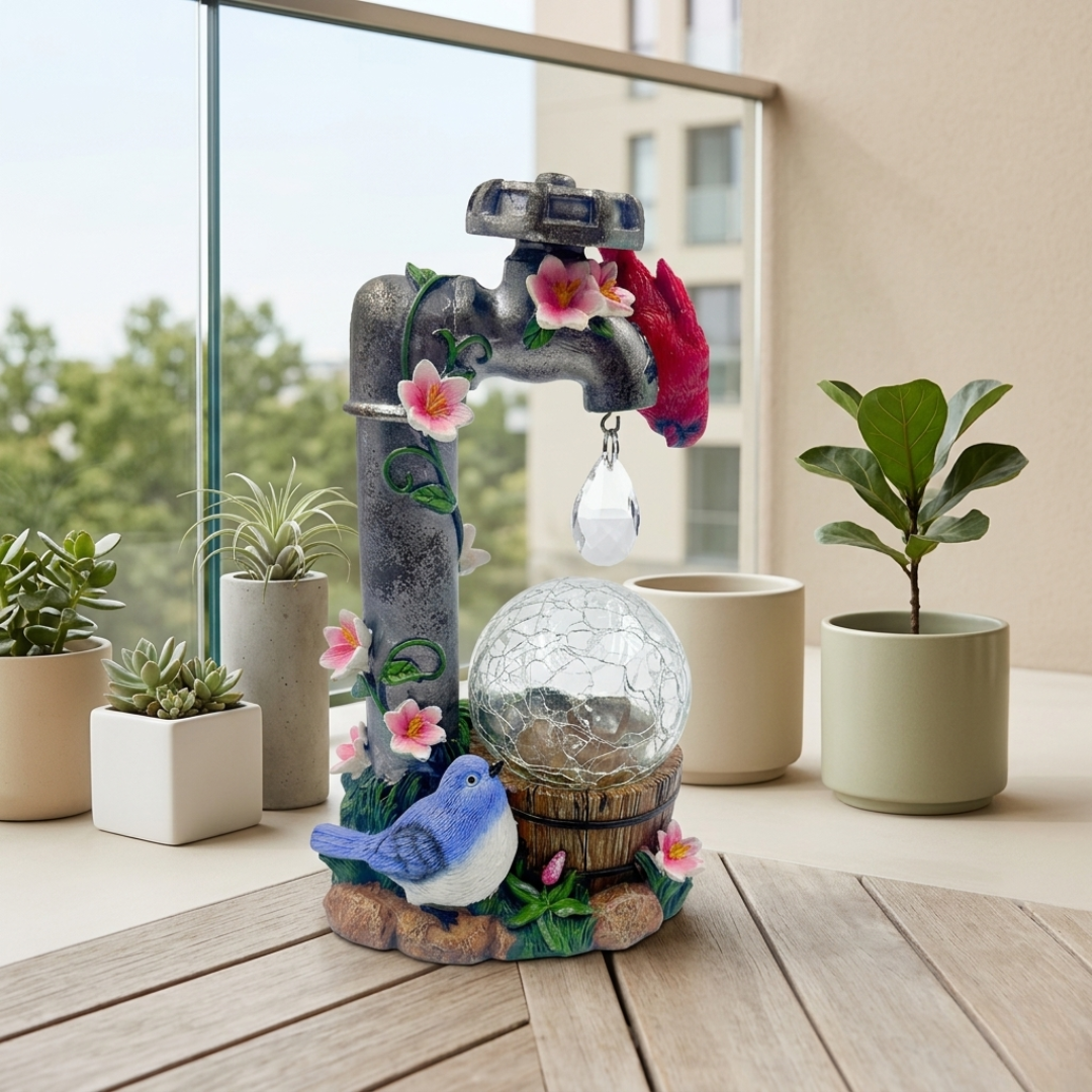 Solar-Powered Cardinal Garden Light Statue For Outdoor Decor