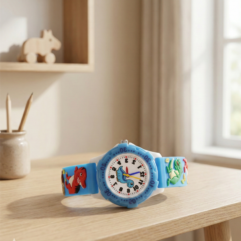 Dinosaur Themed Quartz Kids Wristwatch For Boys And Girls