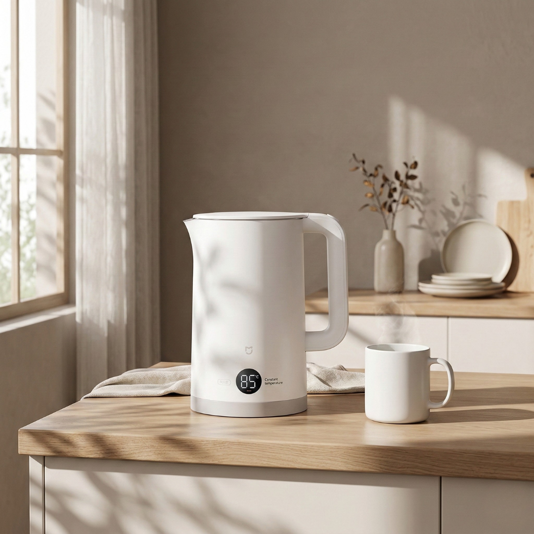 Robuster 1,7-L-Elektro-Wasserkocher im Edelstahl-Design