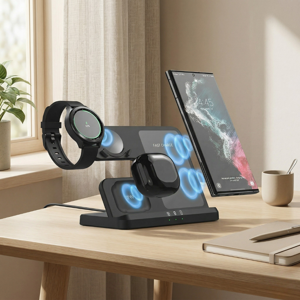 Three In One Wireless Charger Stand For Samsung Devices