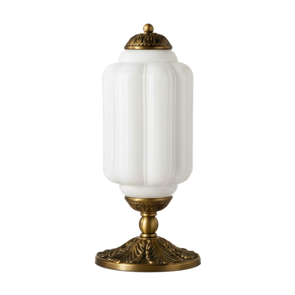 Krémová skleněná lampa s texturovaným povrchem a francouzským retro stylem