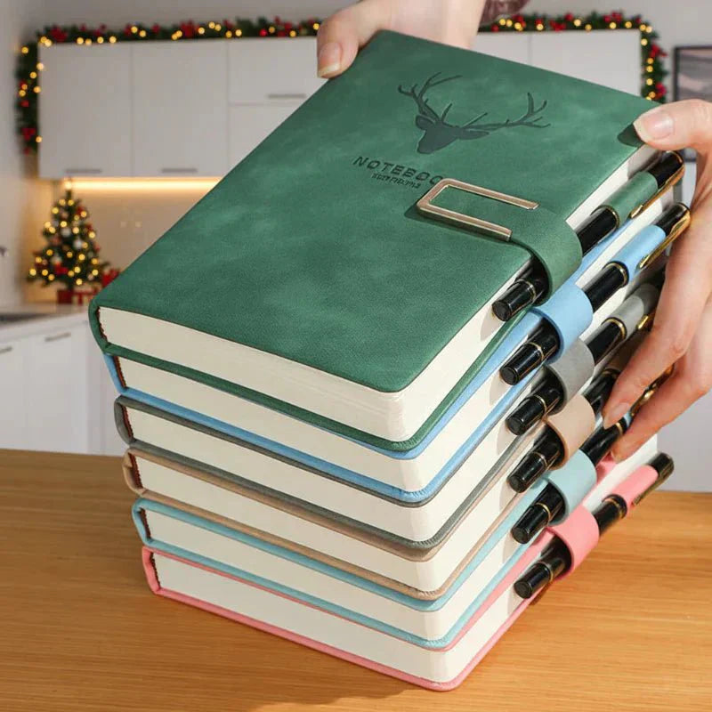 NovaNotes A5 skinnnotatbok med 200 sider, tilpasset omslag, integrert bokmerke
