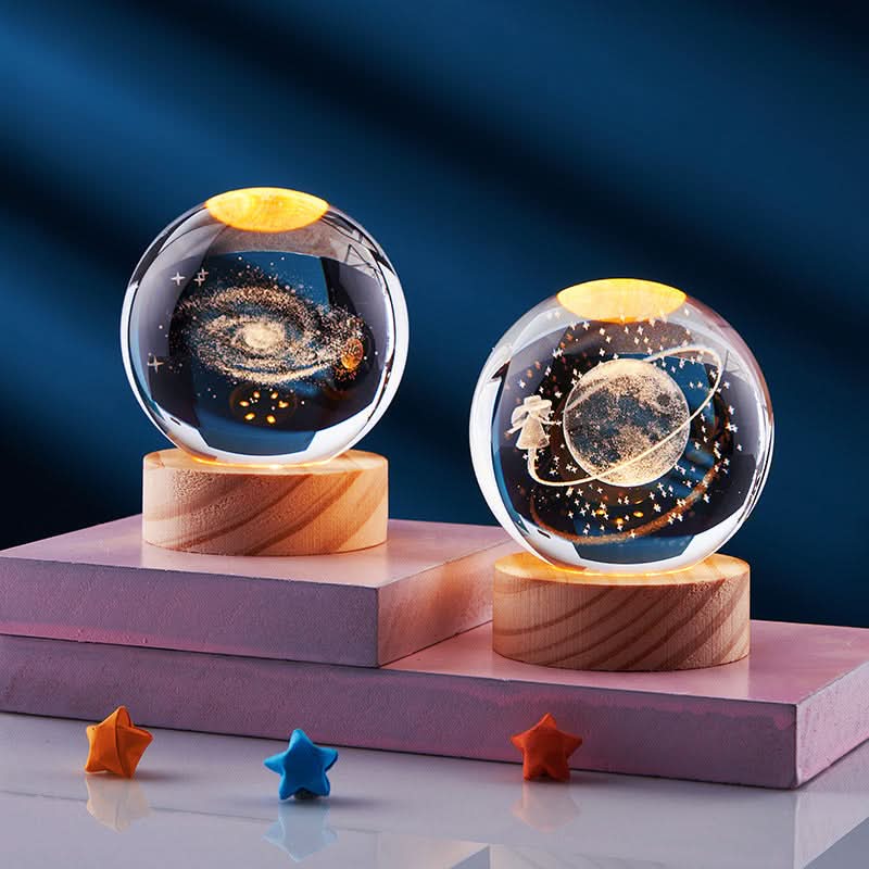 LuminSpark 3D LED-nattlys med glitrende krystallglans for koselig hjemmeinnredning