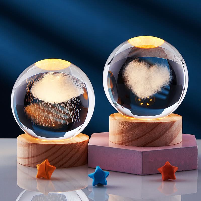 LuminSpark 3D LED-nattlys med glitrende krystallglans for koselig hjemmeinnredning