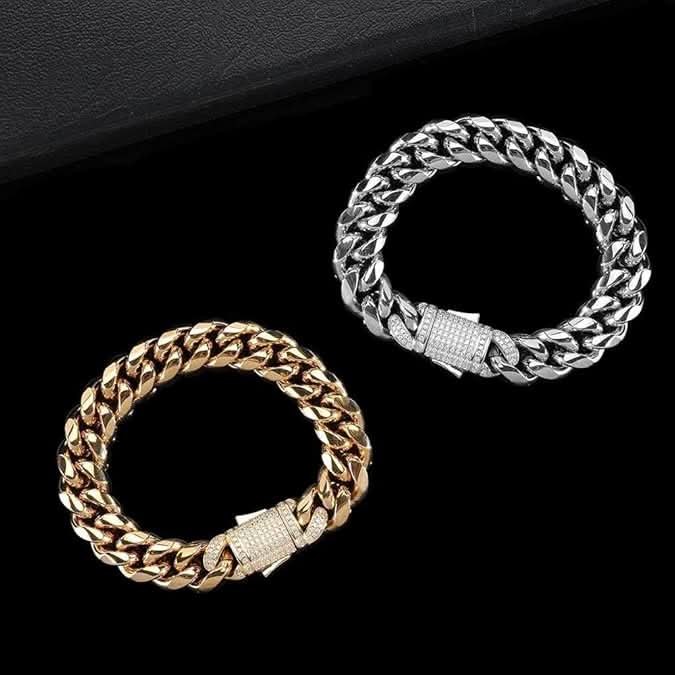 NovaLux 18K gullbelagt sterling sølv kubansk armbånd