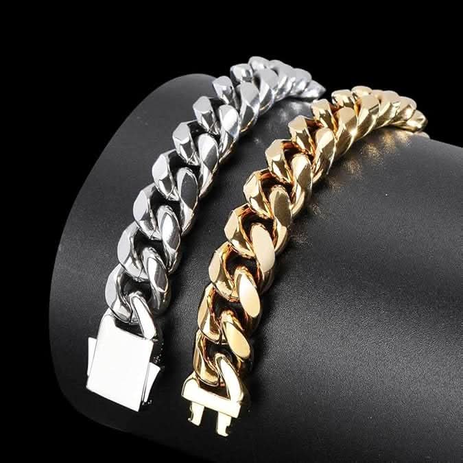 NovaLux 18K gullbelagt sterling sølv kubansk armbånd