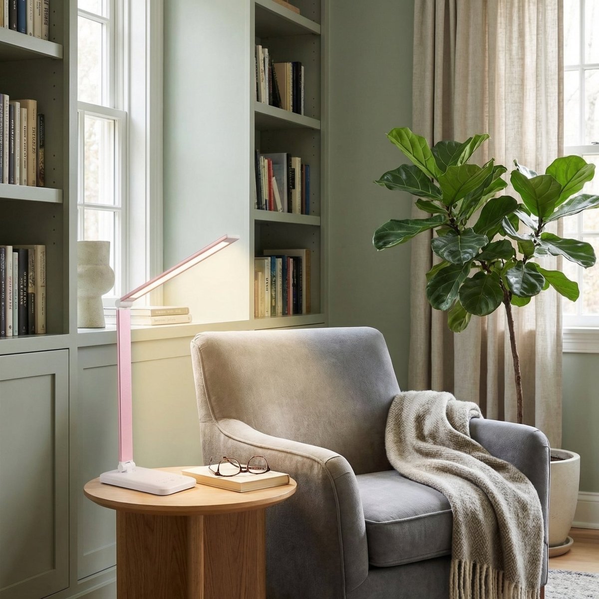 Schreibtisch-LED-Lampe mit kabelloser Ladestation, 15 Zoll verstellbar