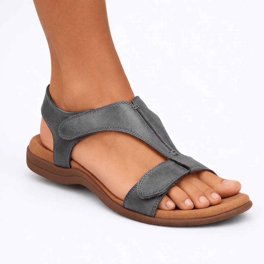 Verstellbare orthopädische Damensandalen mit gepolstertem Fußbett
