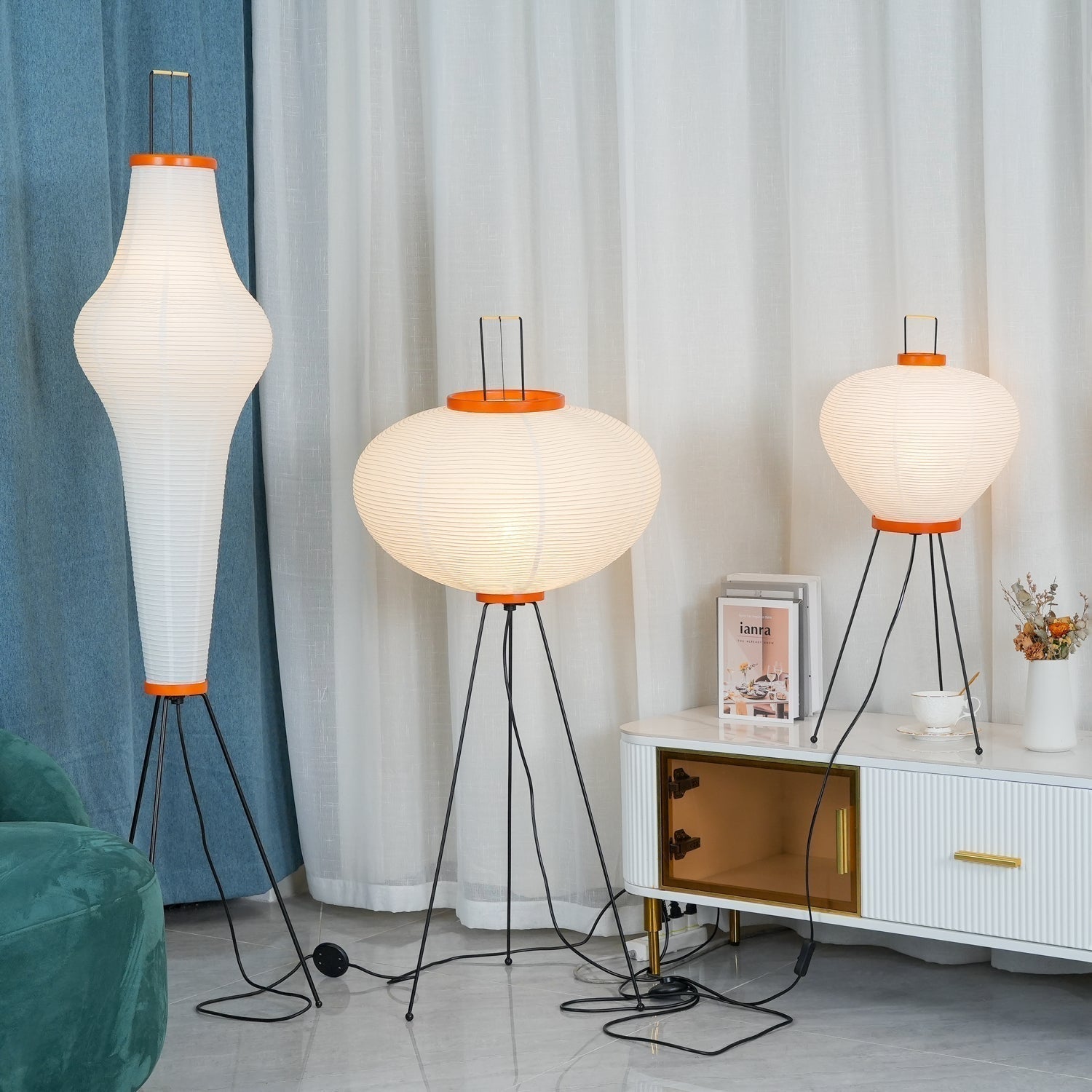 Hikaru Rispapir Gulvlampe Mykt Ambient Lys Minimalistisk