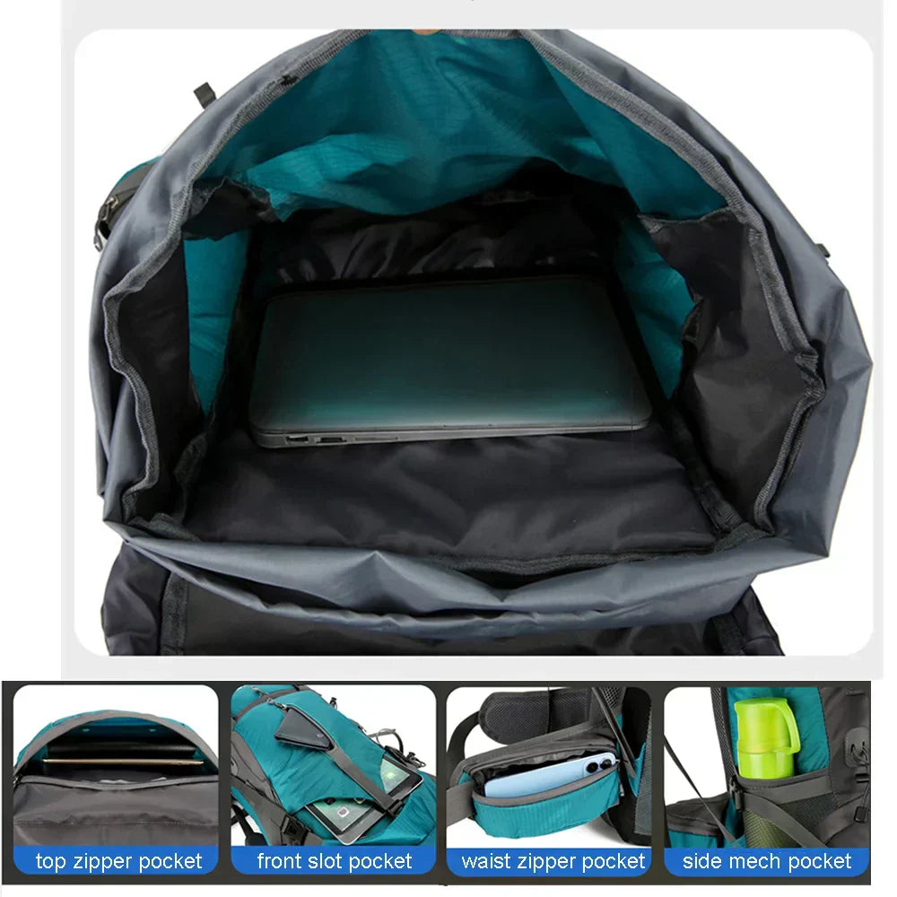 Alpivento Trekking Rygsæk 70L med Regnslag og Ergonomisk Design til Flerdagsvandringer
