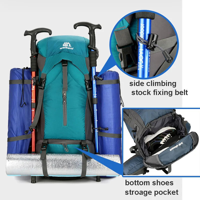 Alpivento Trekking Rygsæk 70L med Regnslag og Ergonomisk Design til Flerdagsvandringer