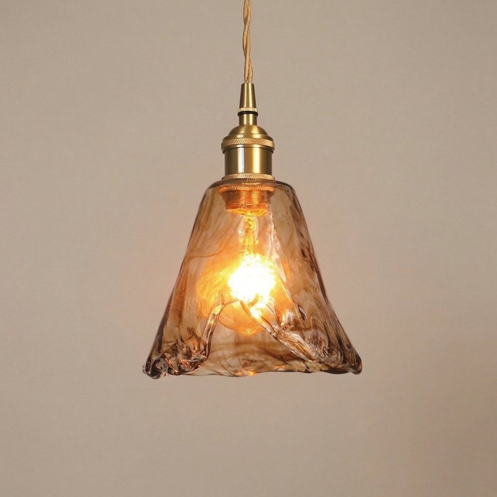 Závěsná lampa z jantarového skla ve vintage stylu, 12 palců