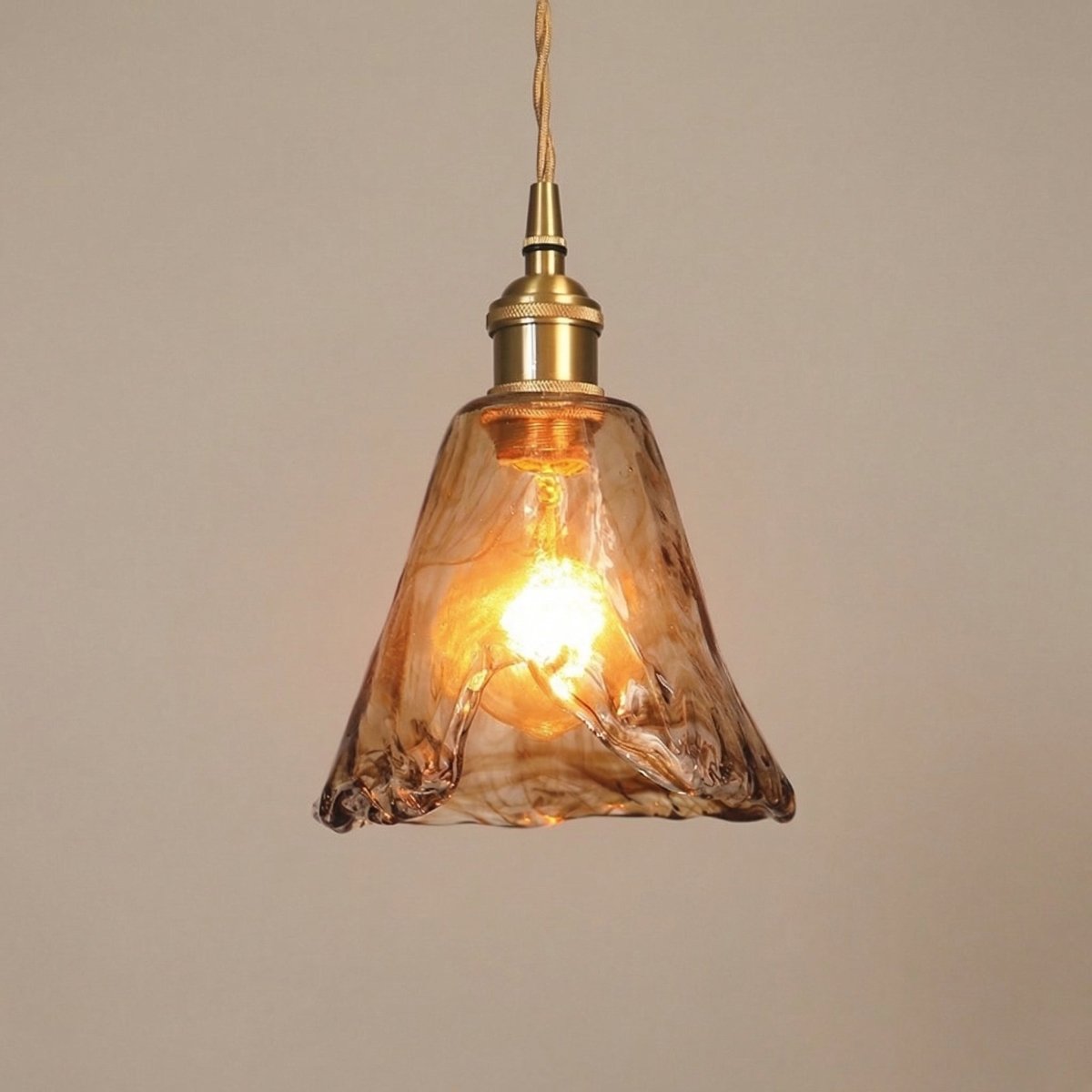 Závěsná lampa z jantarového skla ve vintage stylu, 12 palců