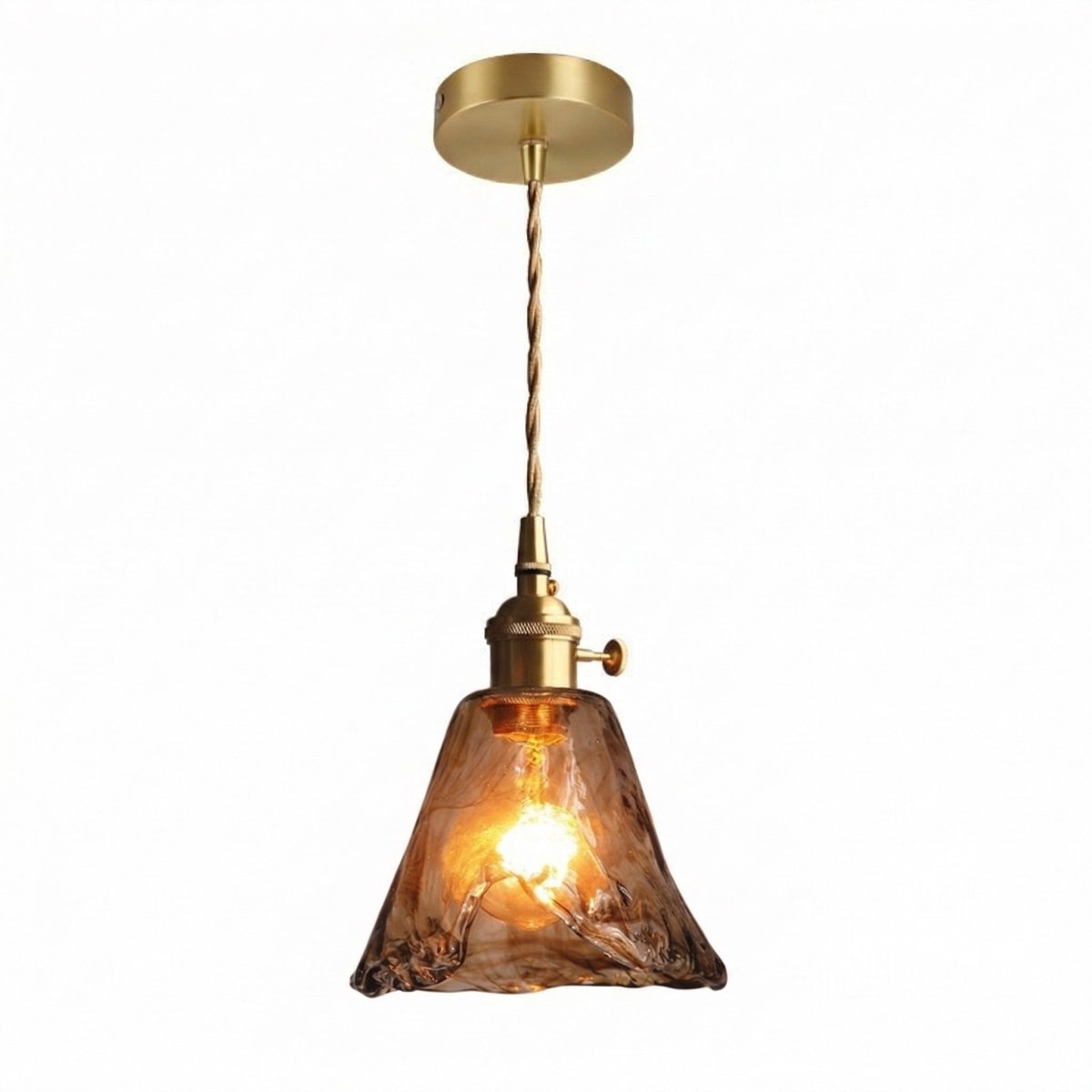Závěsná lampa z jantarového skla ve vintage stylu, 12 palců