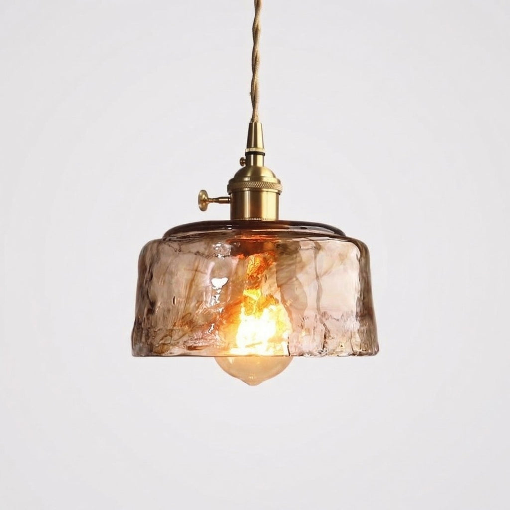 12-Inch Amber Glass Pendant Light With Vintage Style Fixture