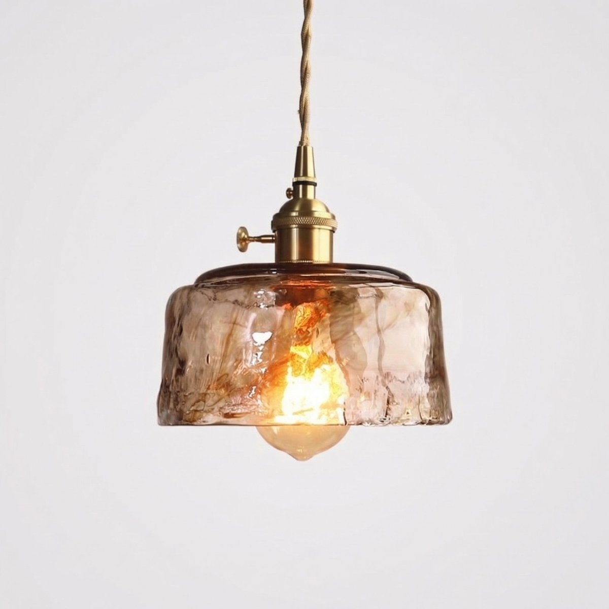 12-Inch Amber Glass Pendant Light With Vintage Style Fixture