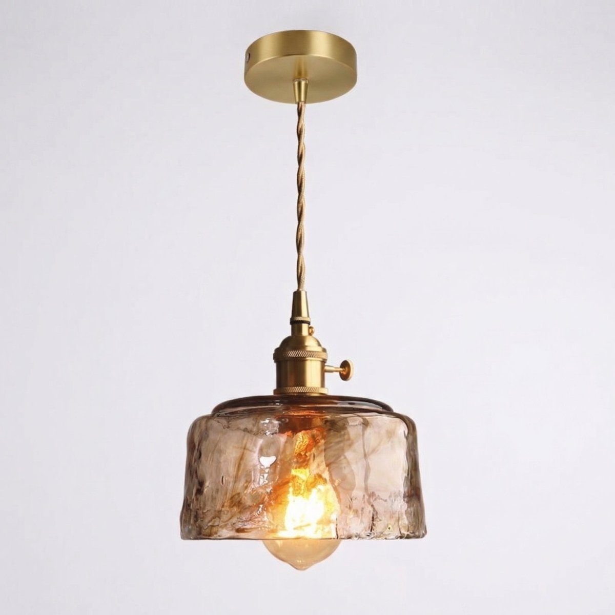 12-Inch Amber Glass Pendant Light With Vintage Style Fixture