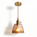 Warm Amber Glass Hanging Light With Vintage Style 12 Inch Diameter