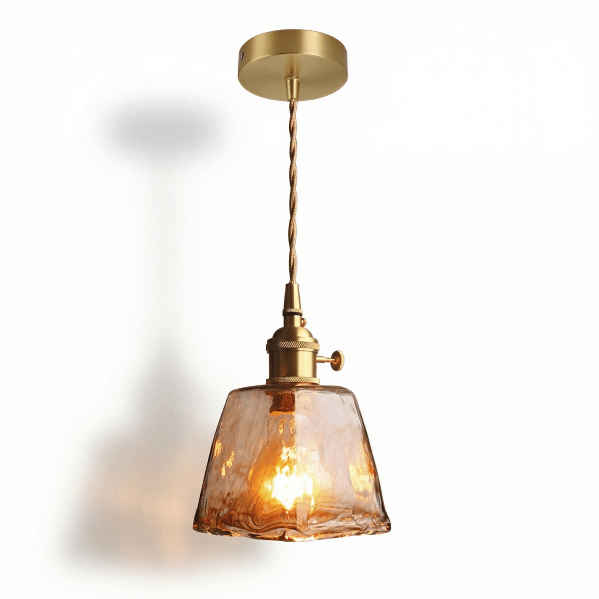 Warm Amber Glass Hanging Light With Vintage Style 12 Inch Diameter