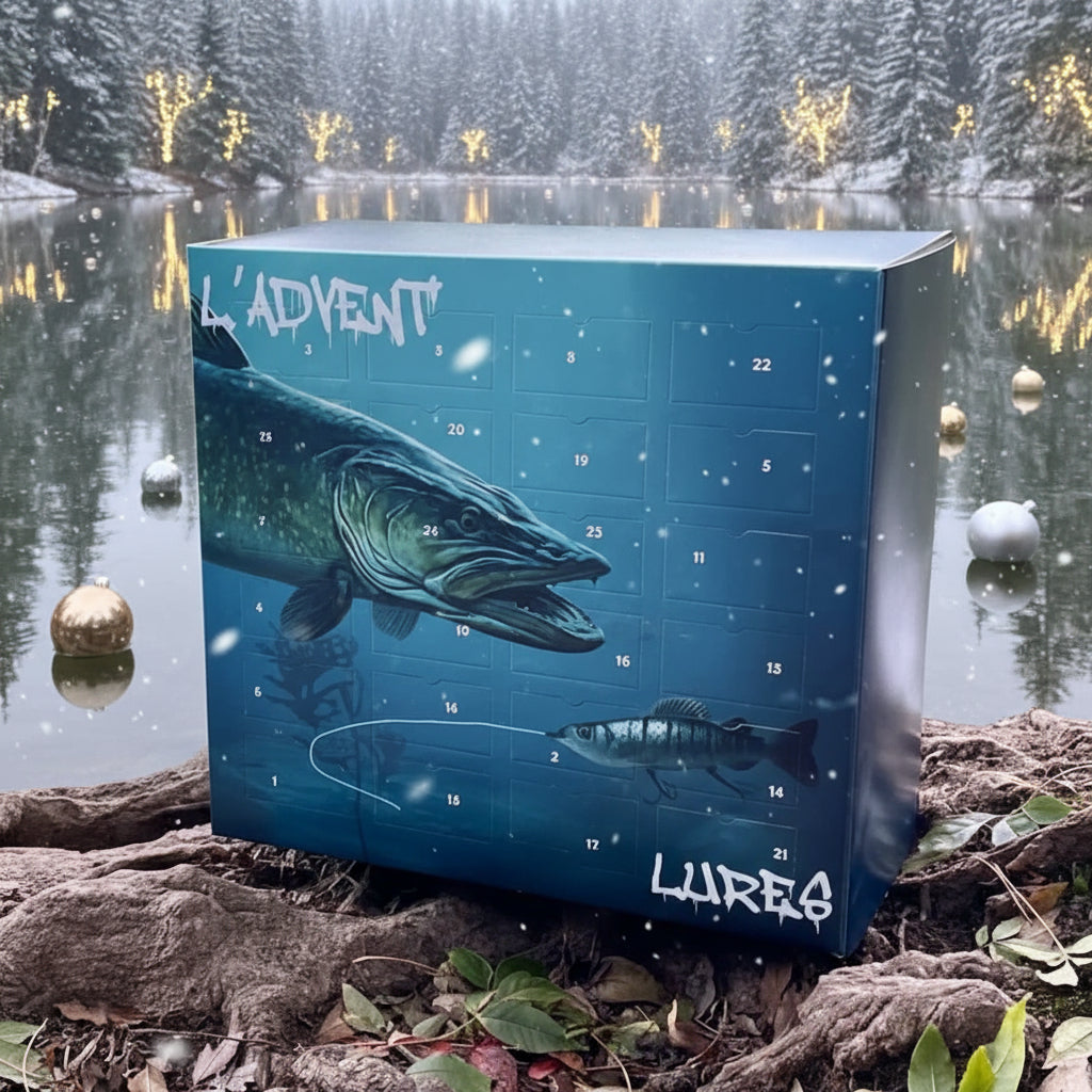 RiverGrove 24-Tage-Angelzubehör-Adventskalender für Angler mit Ködern und Haken
