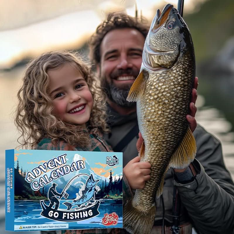 RiverGrove 24-Tage-Angelzubehör-Adventskalender für Angler mit Ködern und Haken