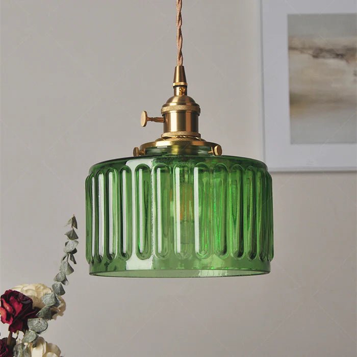 Vintage Pendant Lamp In Antique-Style Glass, 12-Inch Diameter