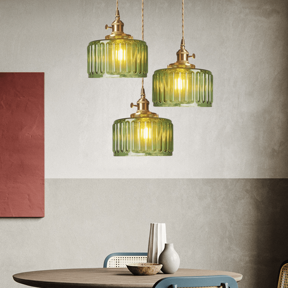 Vintage Pendant Lamp In Antique-Style Glass, 12-Inch Diameter