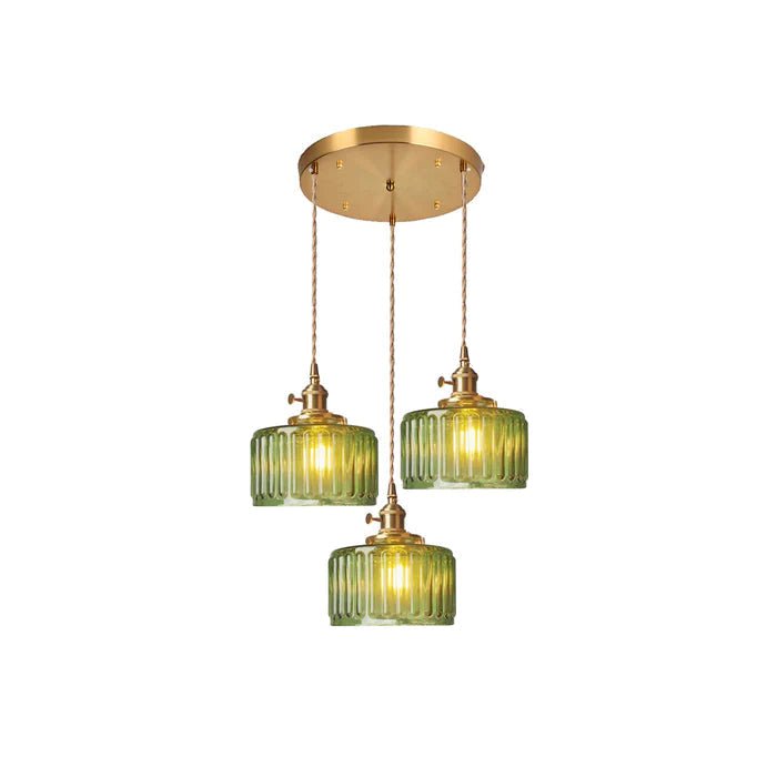 Vintage Pendant Lamp In Antique-Style Glass, 12-Inch Diameter