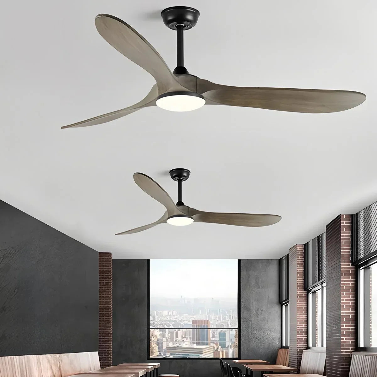 Nordischer Deckenventilator aus Massivholz mit Licht - Orntli