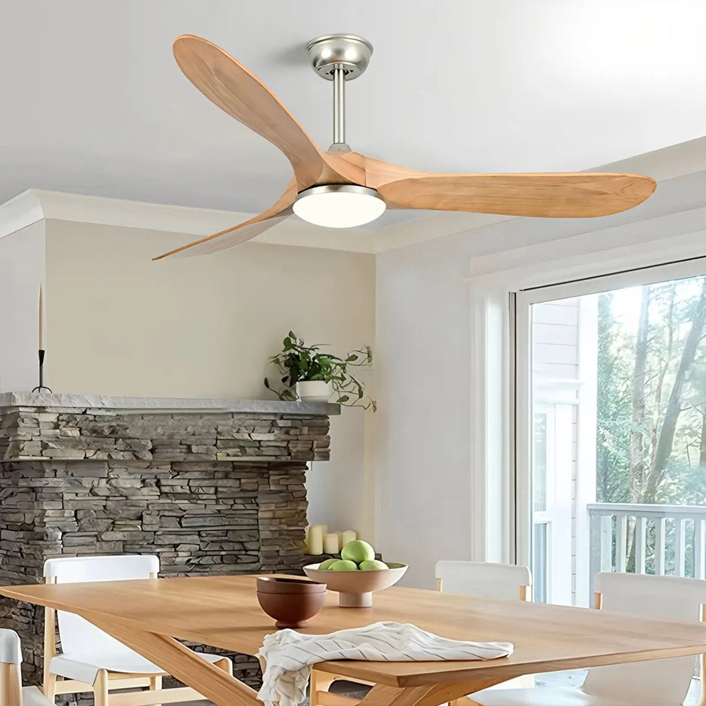Nordischer Deckenventilator aus Massivholz mit Licht - Orntli