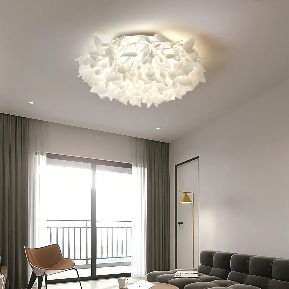 Hvid Blomstformet Indbygningsloftlampe - Orntli