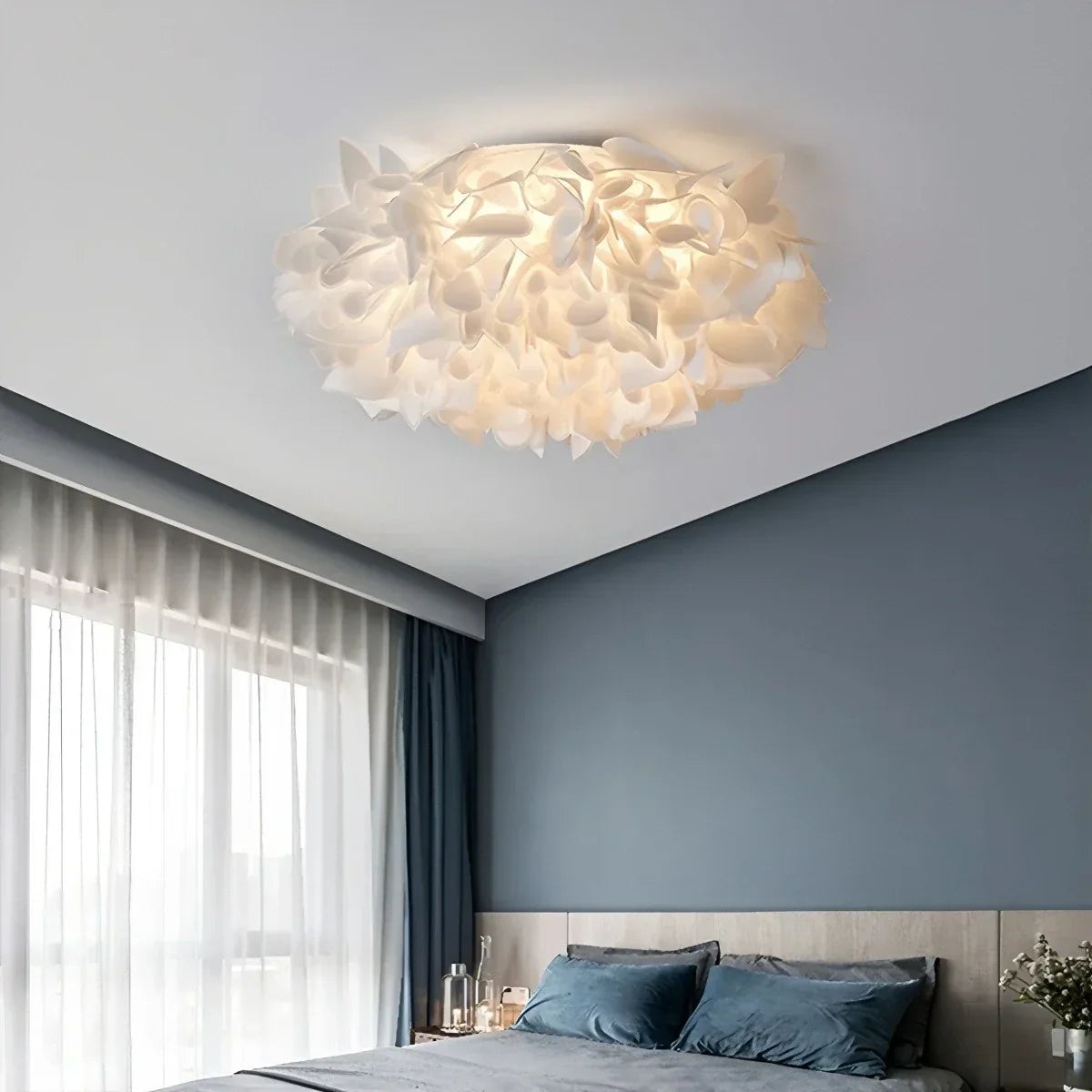 Hvid Blomstformet Indbygningsloftlampe - Orntli